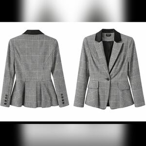 Bebe Size 2 Glen Check Vegan Leather Combo Pelum Jacket